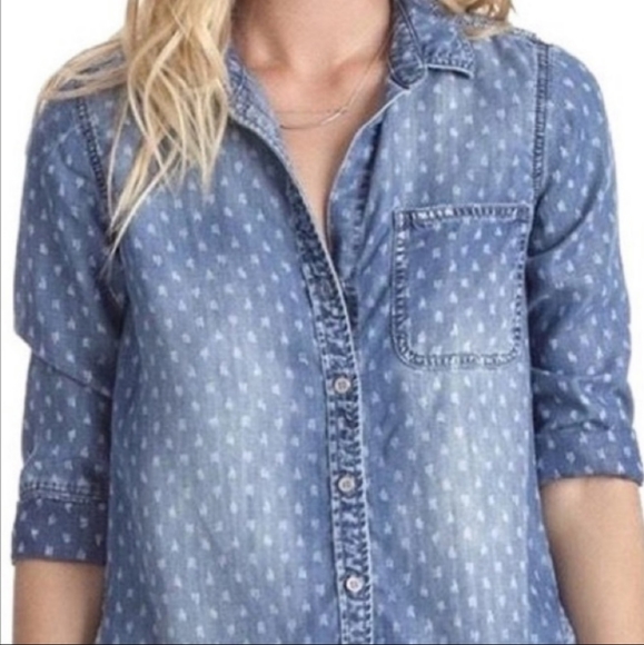 cloth & stone Patterned Chambray Button Down Top - Picture 2 of 7